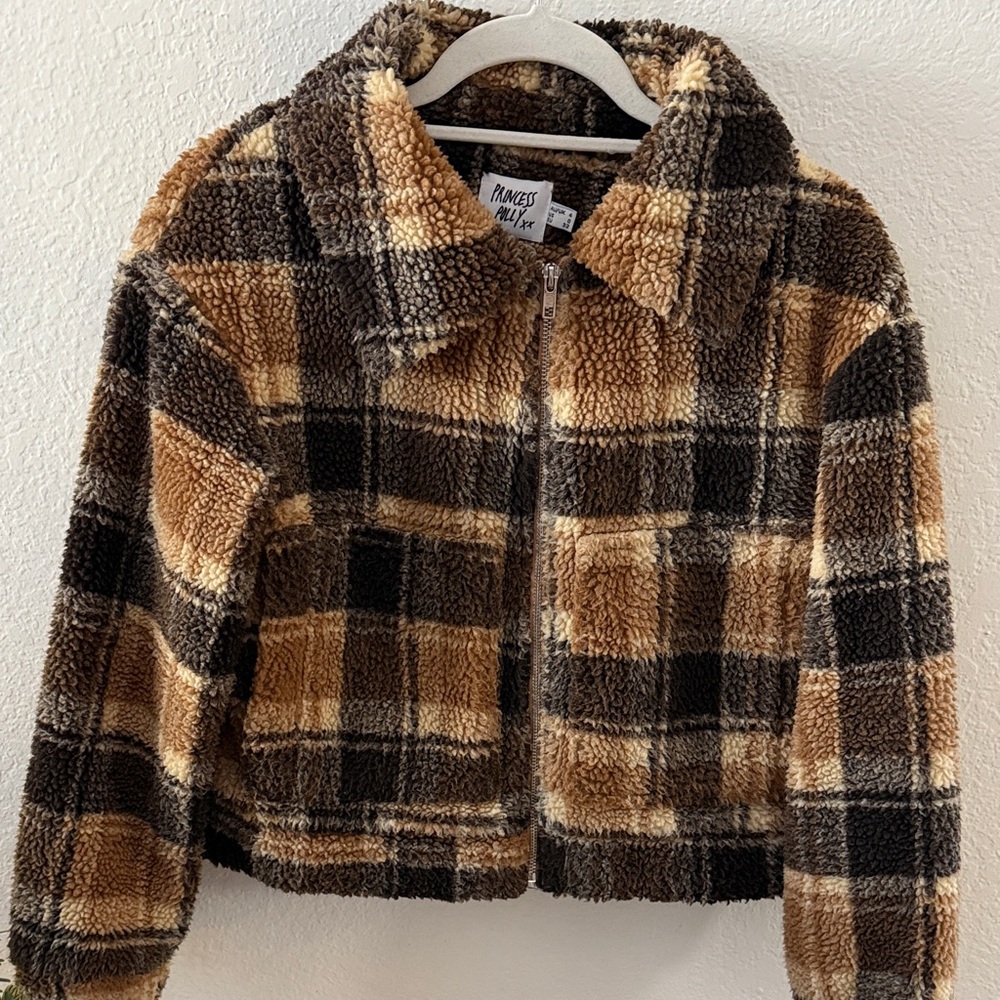 Princess Polly Tan and Brown Sherpa Jacket